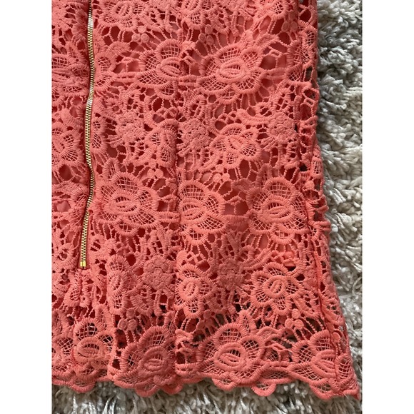 Nanette Lepore Coral Pink Floral Guipure Lace Sleeveless Mock Neck Top Small - Picture 9 of 12